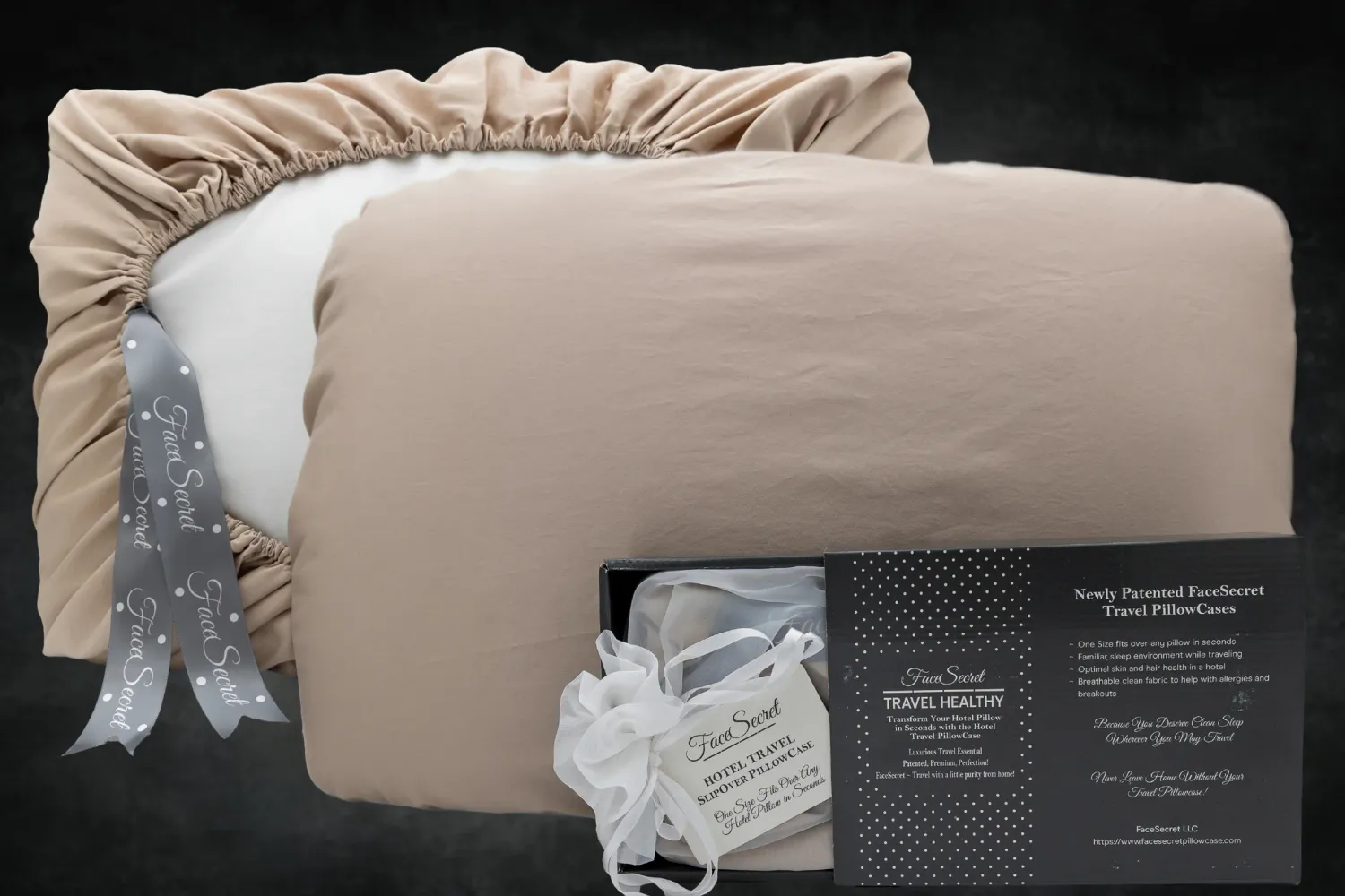 Certified Taupe Cotton Travel Slipover Pillowcase