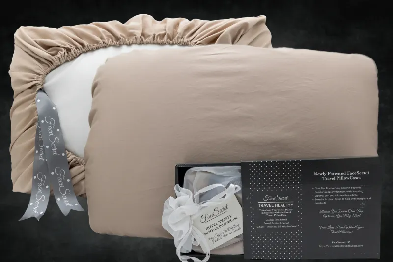Certified Taupe Cotton Travel Slipover Pillowcase