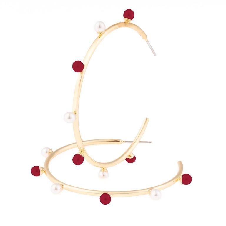 Harlow Earrings-Crimson/White