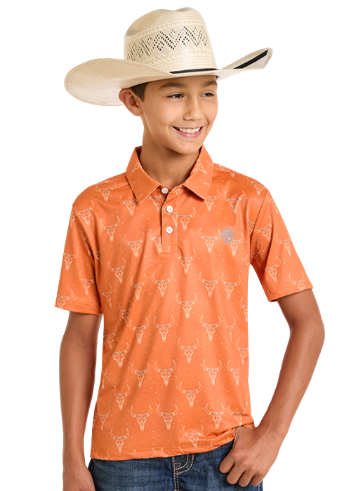 Orange Boys Longhorn Polo