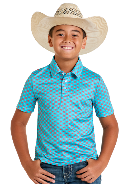 Peacock Boys Geo Aztec Polo