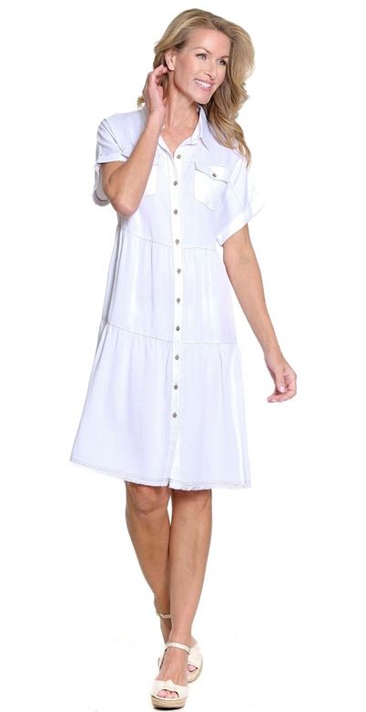 White Tiered Shirt Dress