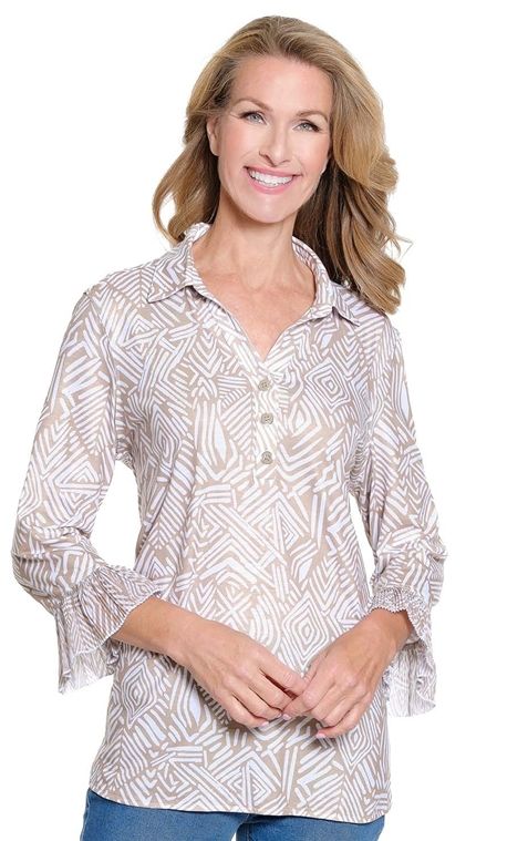 Stone Plkt Collar Top