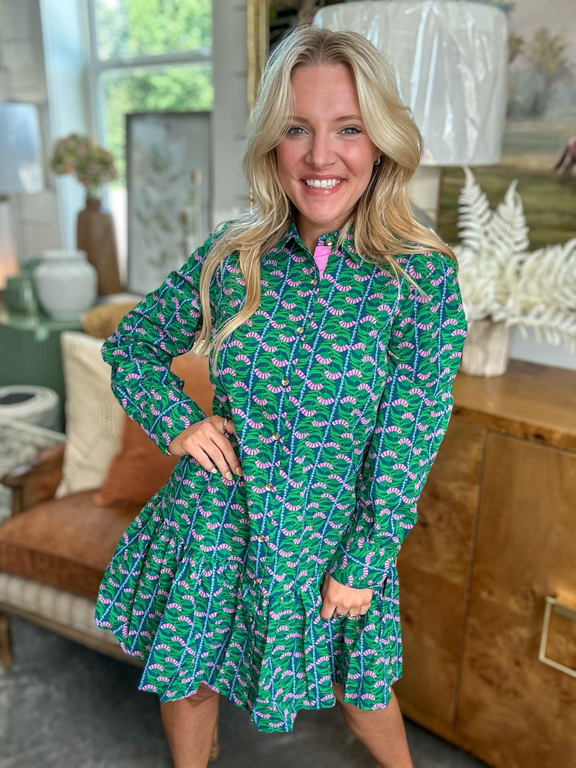 Fiona Honey Vines Green Dress