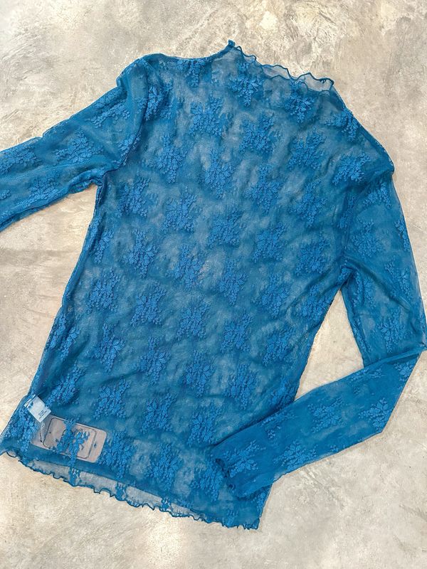 Lace Whisper Top-Teal
