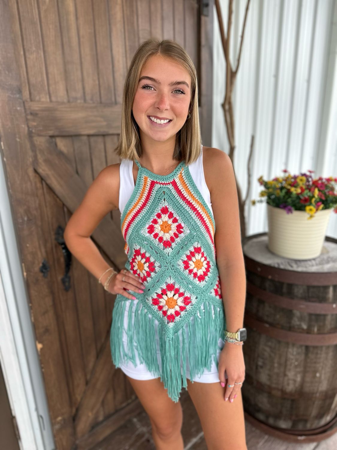Crochet Halter Top w Fringe