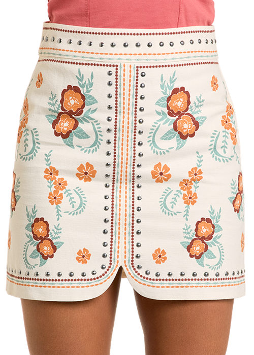 Floral Print Rose/Mauve Skirt
