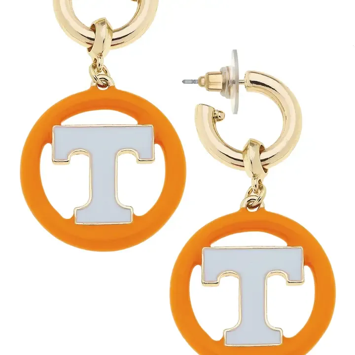 VG TN Vols Drop Hoop Earrings