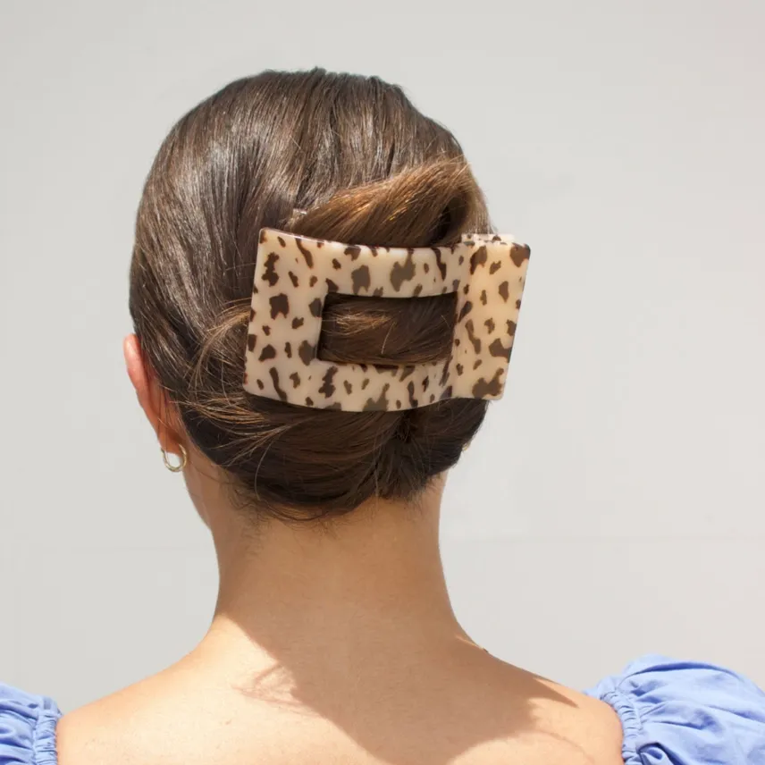 Large Flat Rect Hair Clip Blonde Tortoise