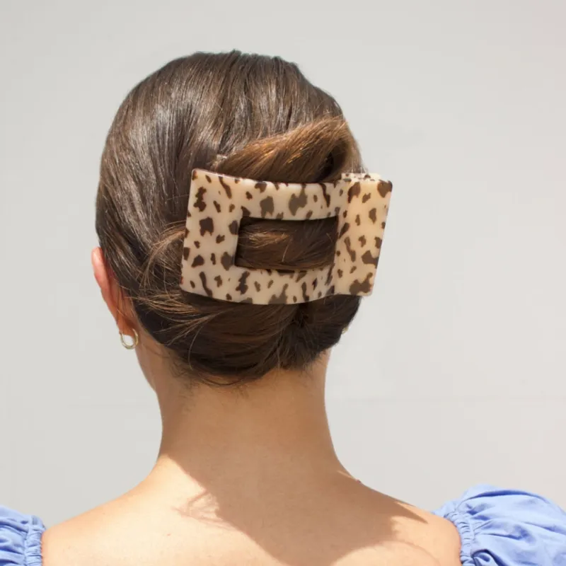 Large Flat Rect Hair Clip Blonde Tortoise