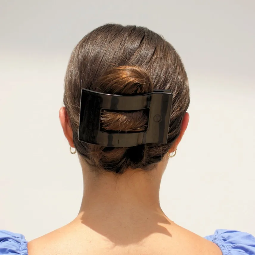Large Flat Rect Hair Clip Jet Black