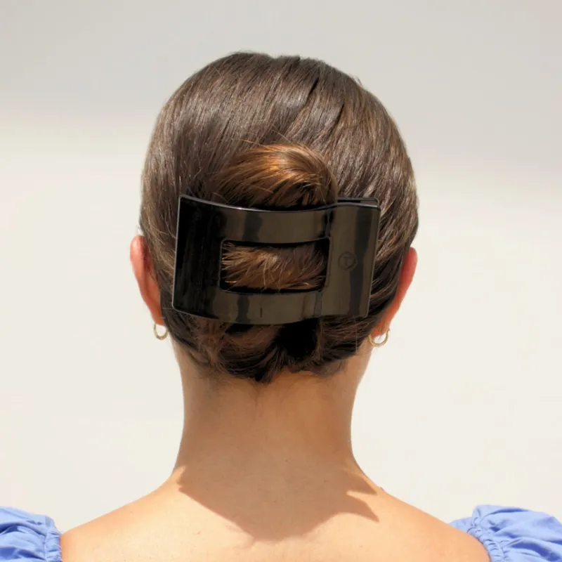 Large Flat Rect Hair Clip Jet Black