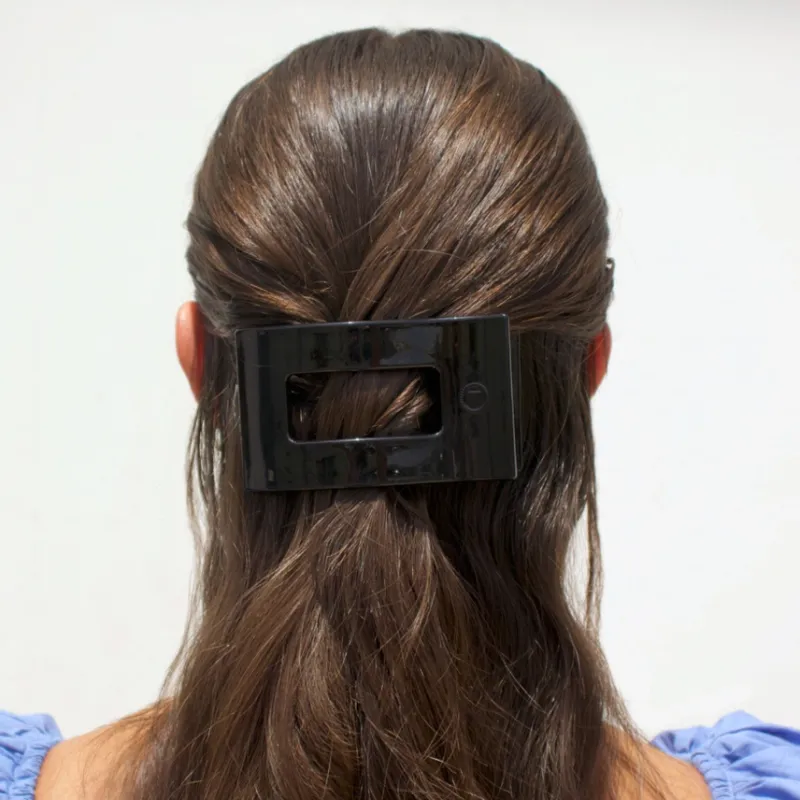 Medium Flat Rect Hair Clip Jet Black