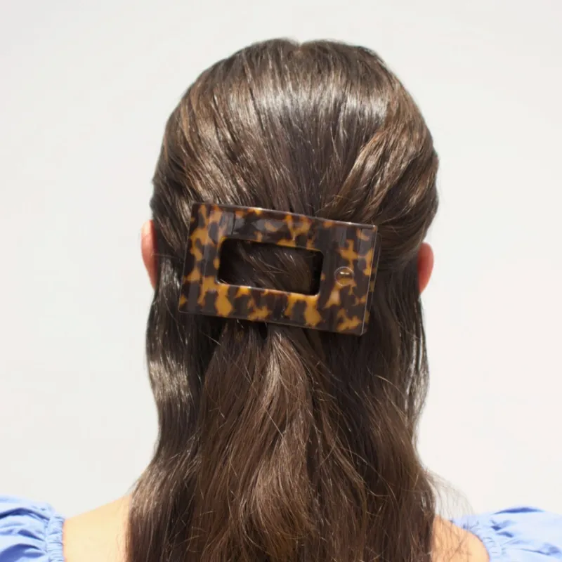 Medium Flat Rect Hair Clip Tortoise