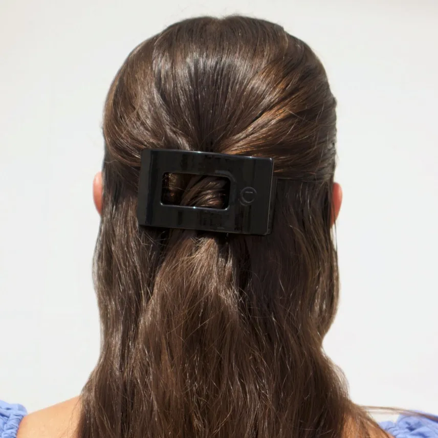 Small Flat Rect Hair Clip Jet Black