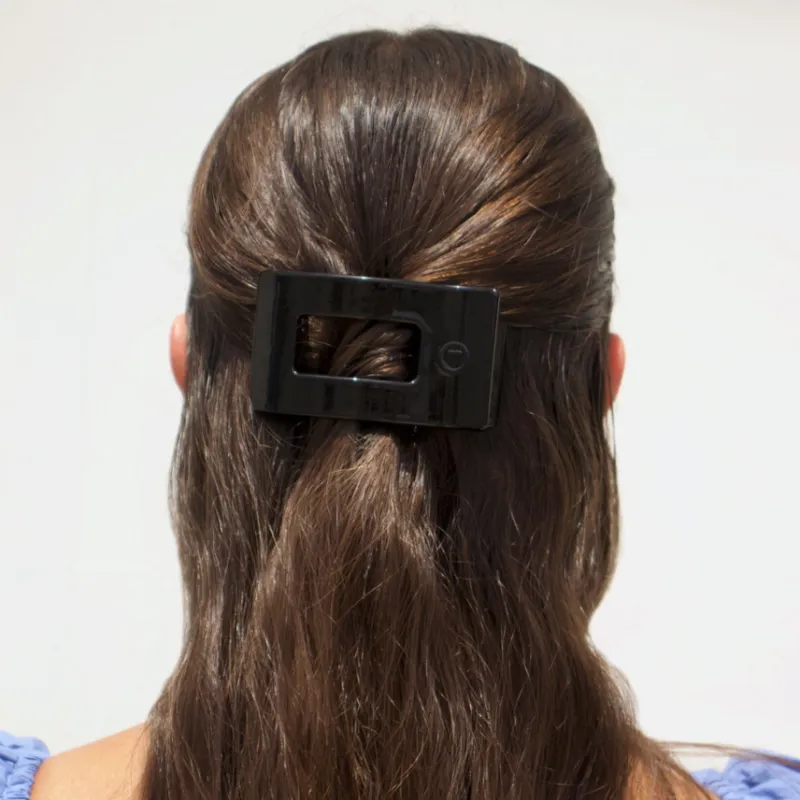 Small Flat Rect Hair Clip Jet Black