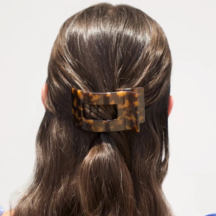 Small Flat Rect Hair Clip Tortoise