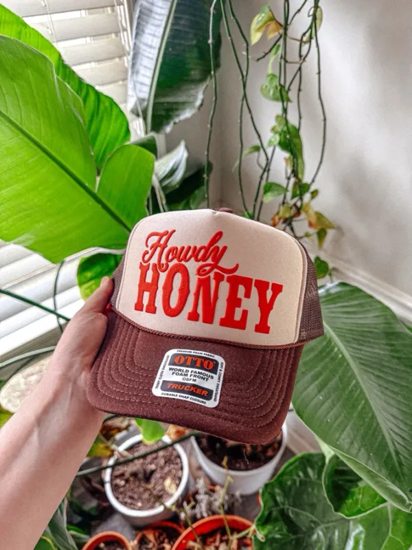 Howdy Honey Trucker Hat-Tan/Brown