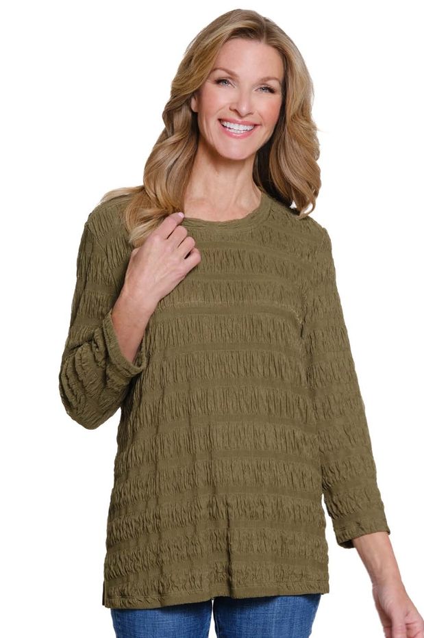 Moss Green Hi NK 3/4 Slv Top