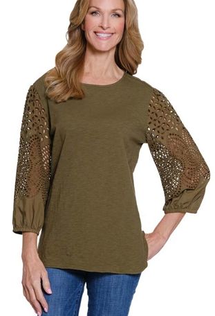 Moss Green Embroidery Top