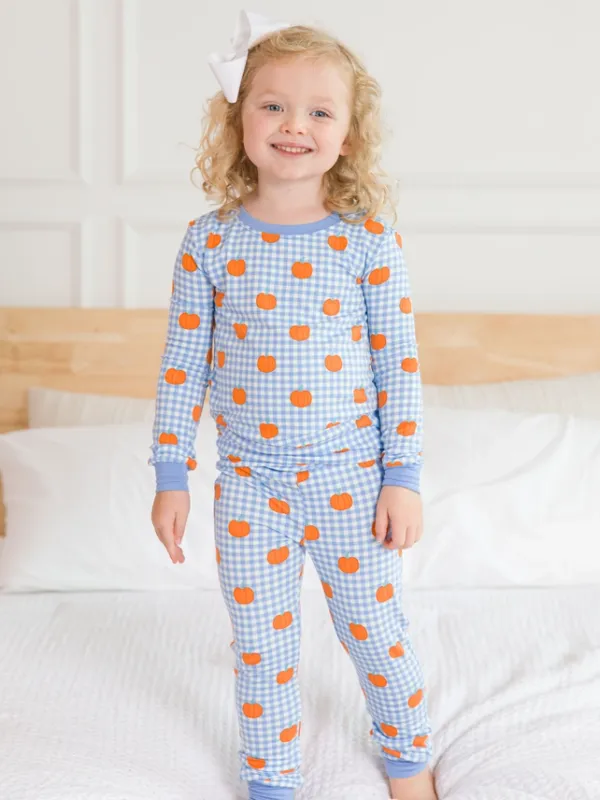 Kids Pumpkin Patch Gingham PJ Set
