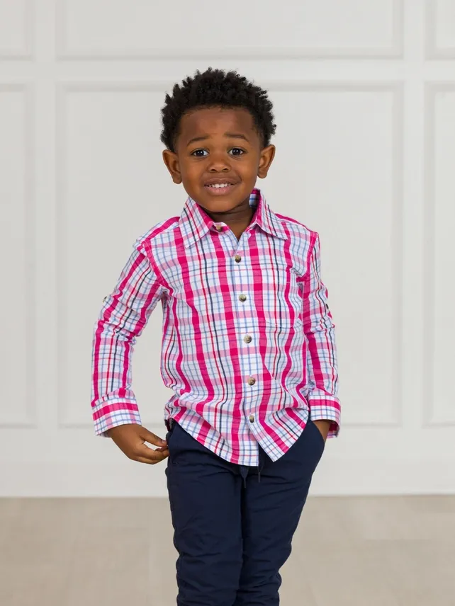 Boys Adley Plaid Button Down