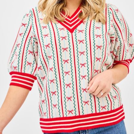 Faith In A Bow Ivory Sweater