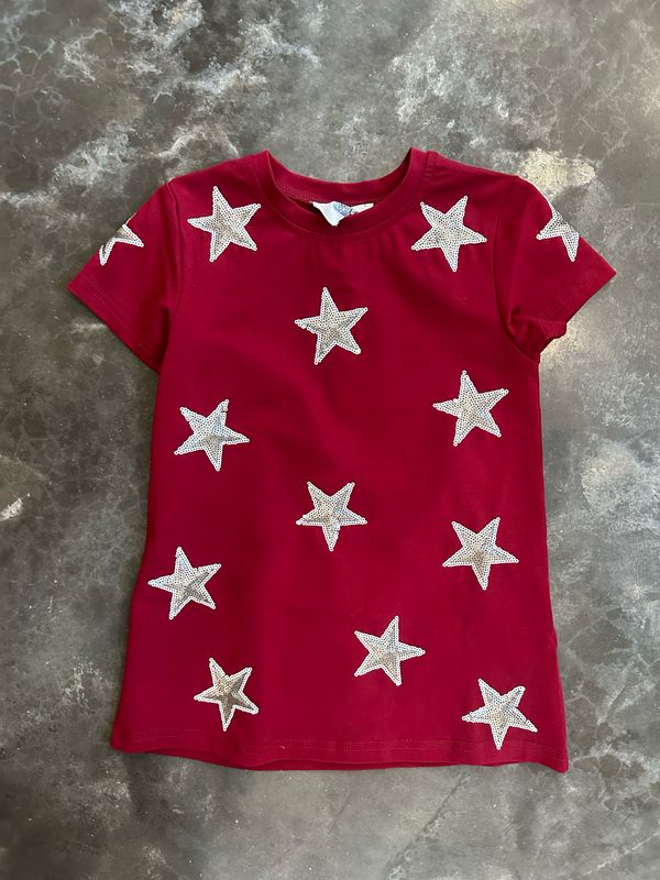 Maroon/Grey Girls Star Dress