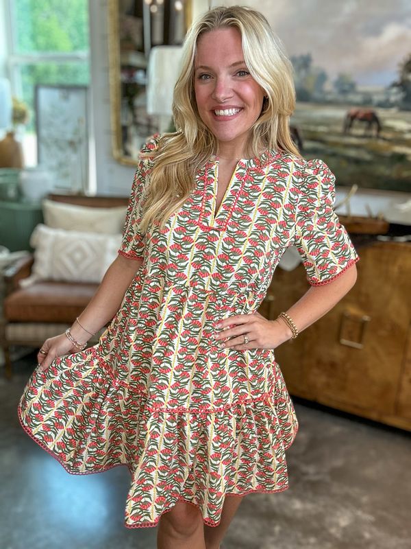 Adelyn Honey Vines Coral Dress