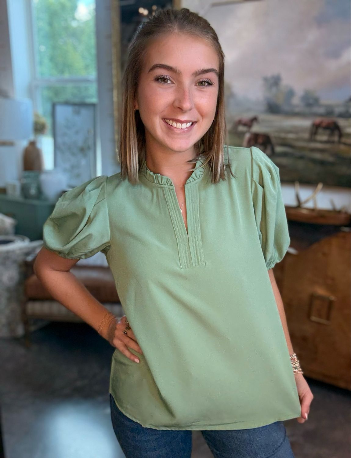 Lainey Basil Top