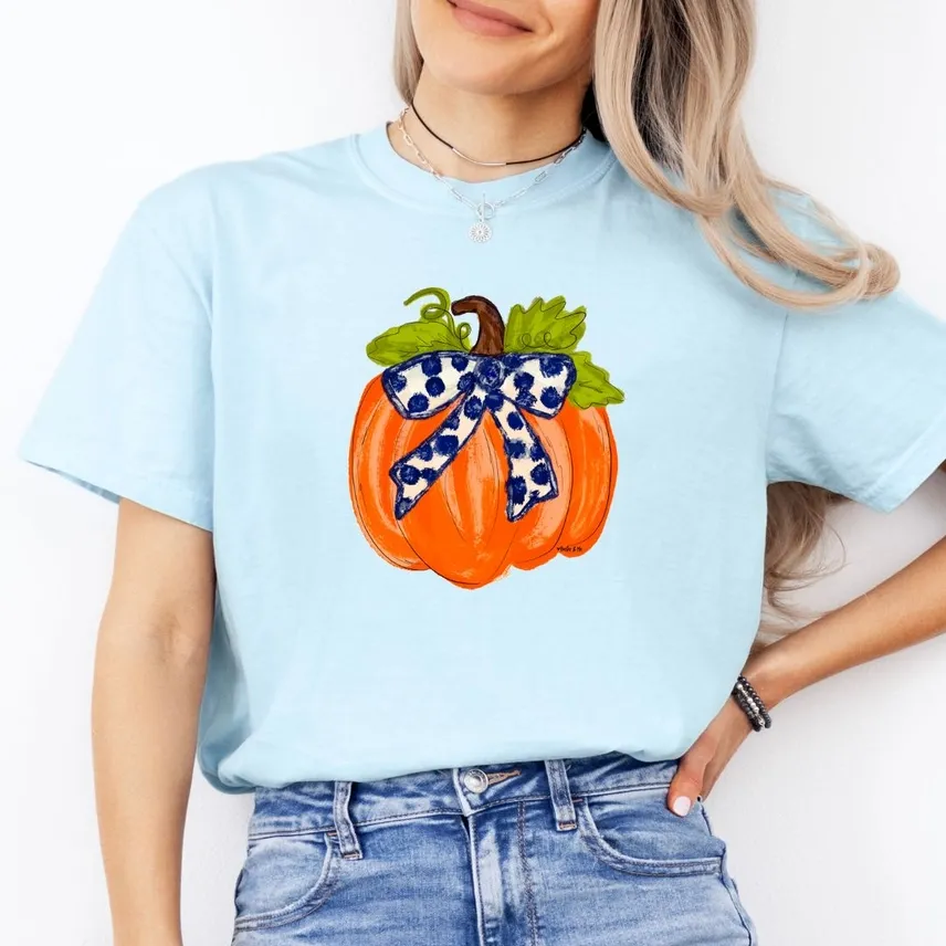 VG Blue Bow Pumpkin Tee