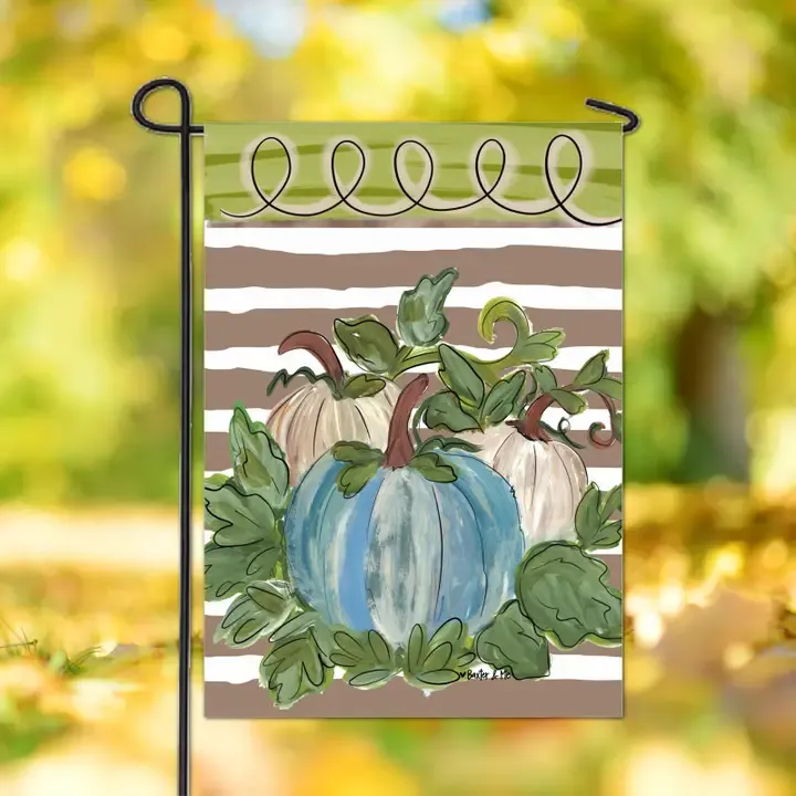 VG Striped Harvest Blue/White Garden Flag