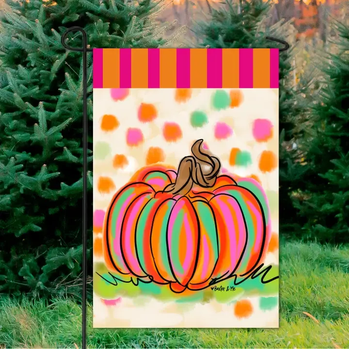 VG Rainbow Patch Pumpkin Garden Flag