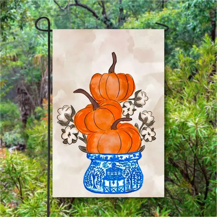 VG Cotton Pickin Pumpkin Chino Stack Garden Flag