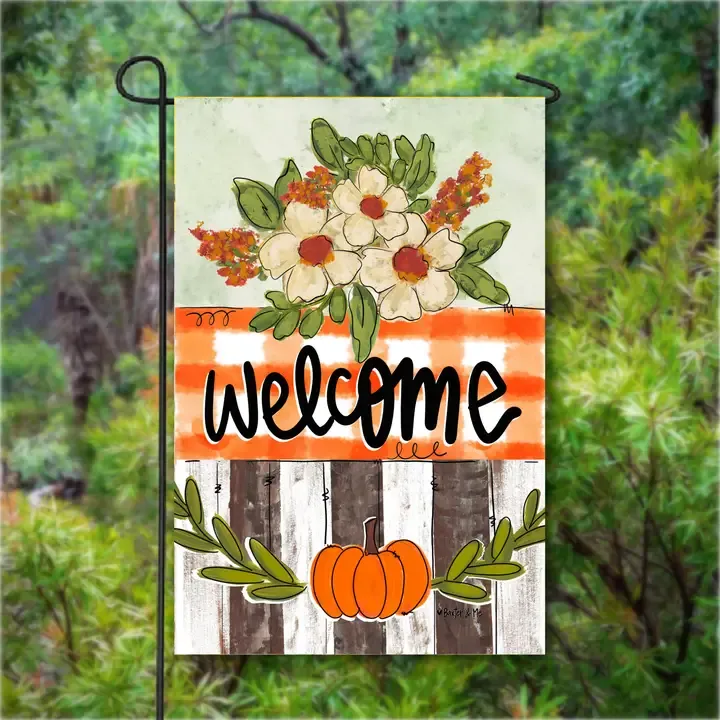 VG Welcome Pumpkin &amp; Petals Garden Flag