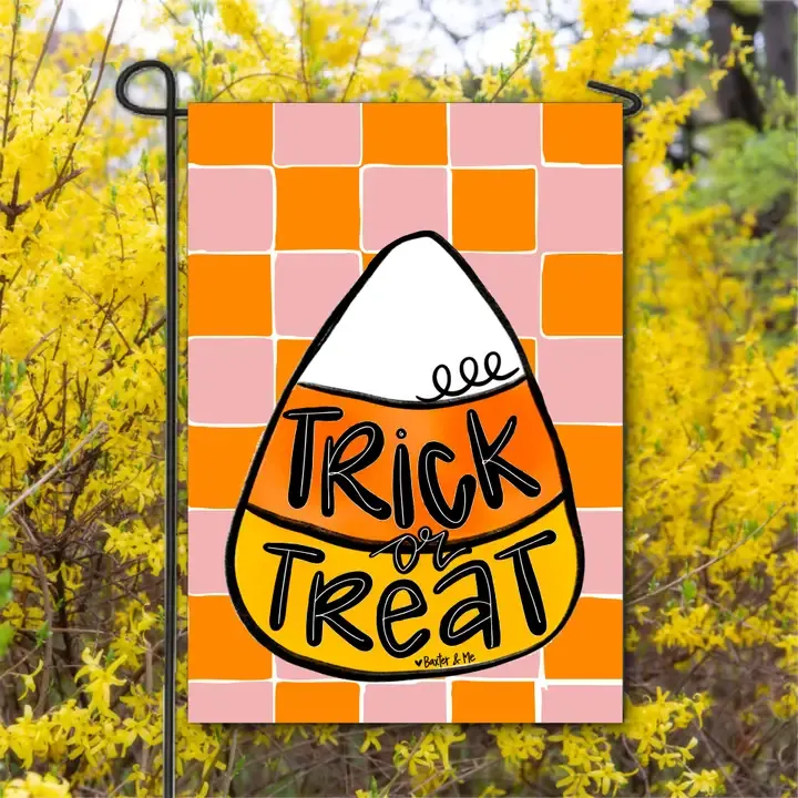 VG Trick or Treat Candy Corn Garden Flag