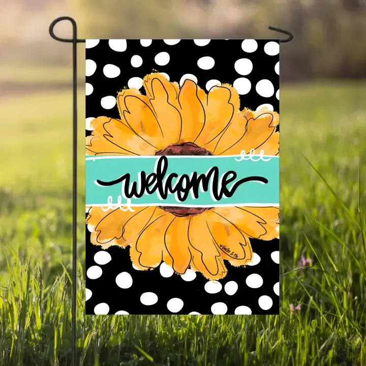 VG Black/White Sunflower Garden Flag
