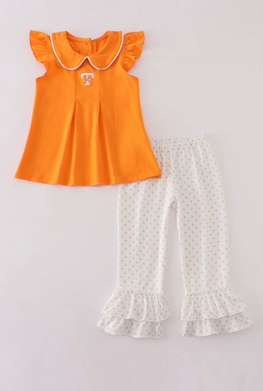 CS Vols Embroidery Ruffle Pants Set