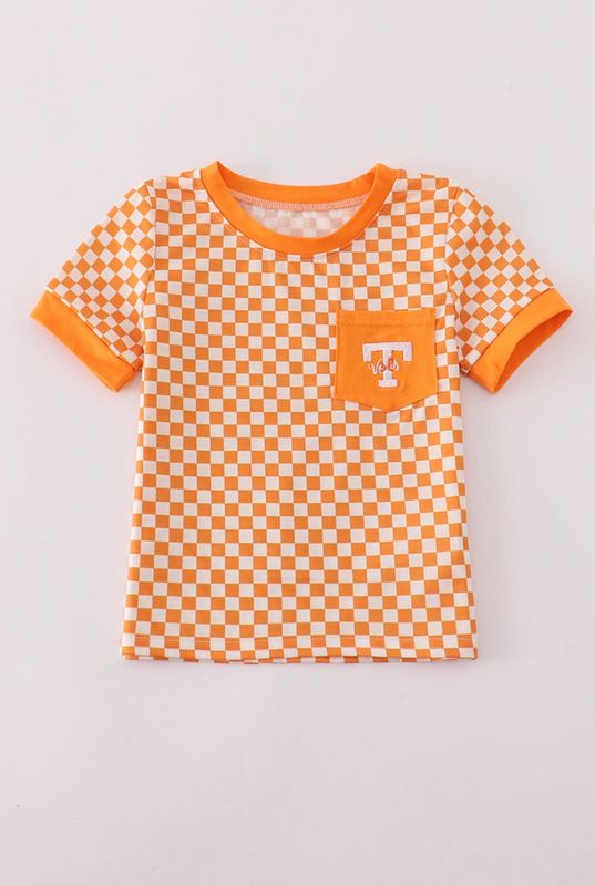 CS Vols Embroidery Checkered Boys Tee
