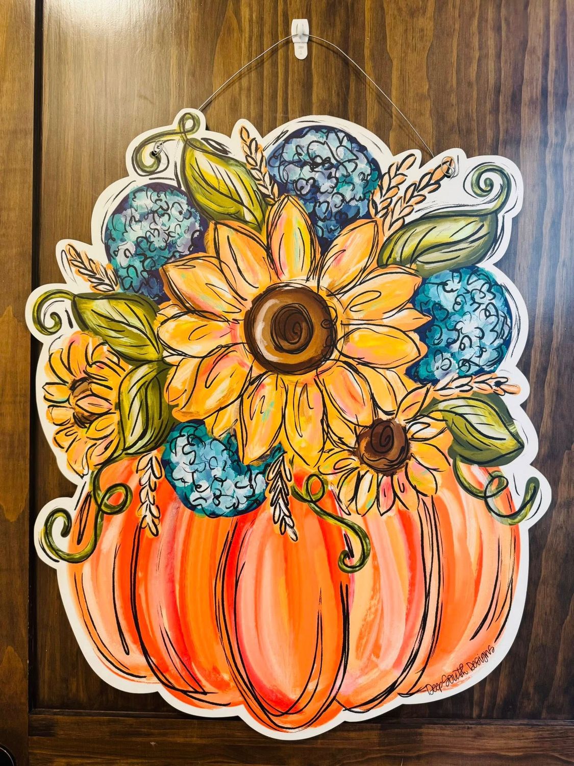 VG Rustic Pumpkin Bloom Doorhanger