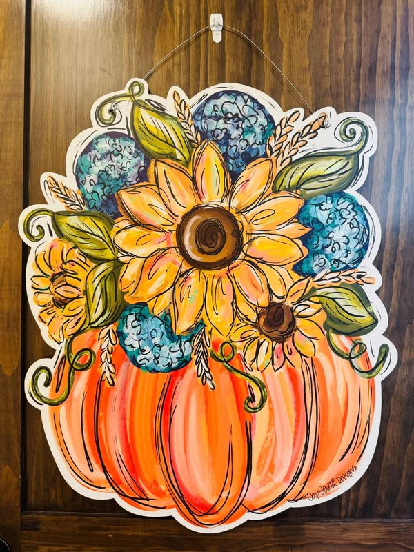 VG Rustic Pumpkin Bloom Doorhanger