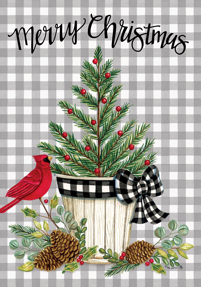 Cardinal Christmas Tree Garden Flag
