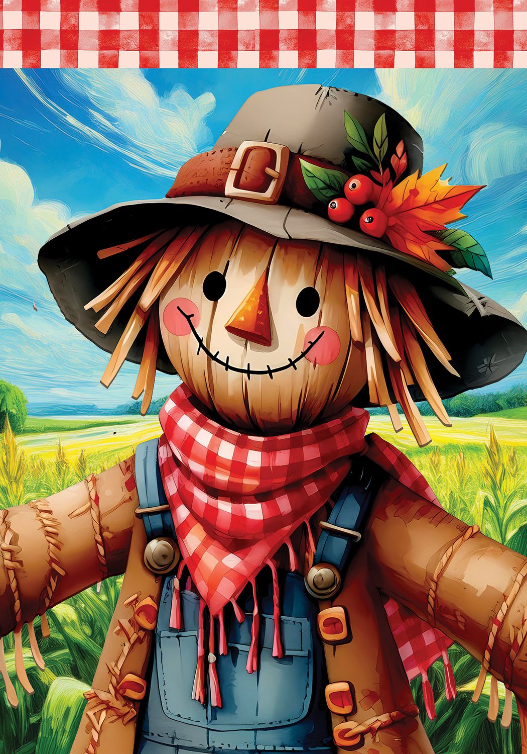 Scarecrow on Pumpkins Garden Flag