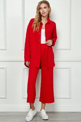 CH Cozy Quilts Shacket-Red