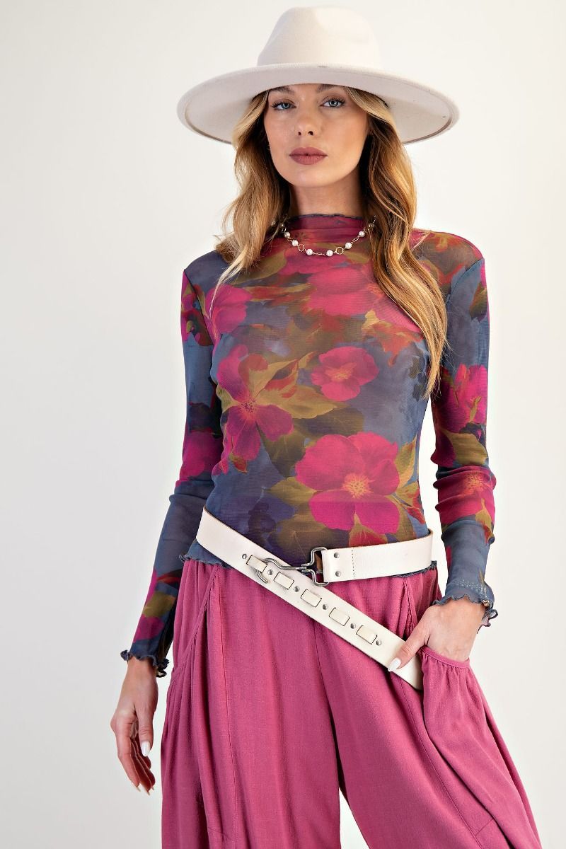 CH Cranberry Petal Sheer Top