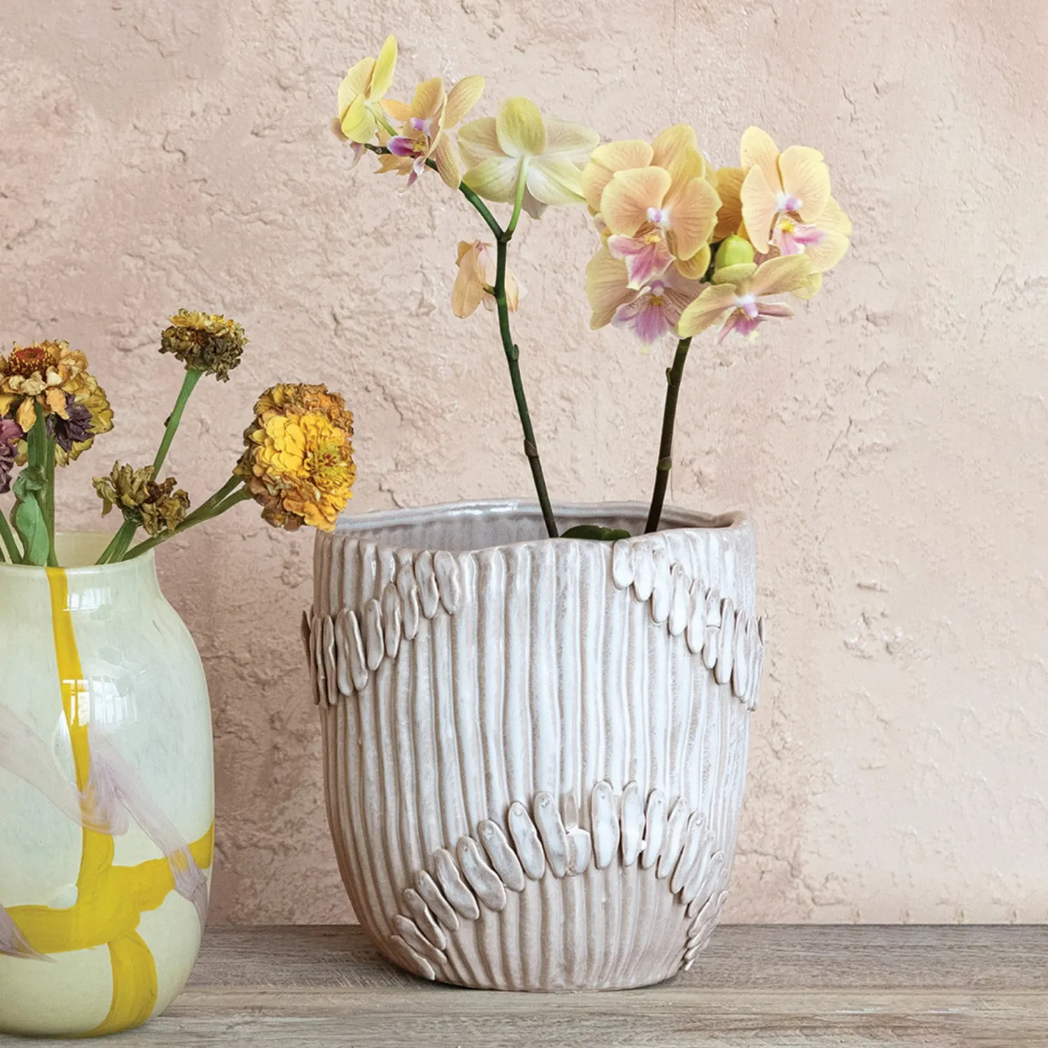 DF8681-Stoneware Pleated Planter