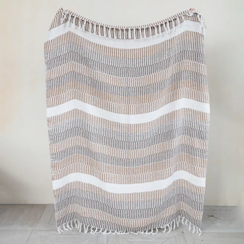 DG0575-Woven Throw w Stripes/Fringe