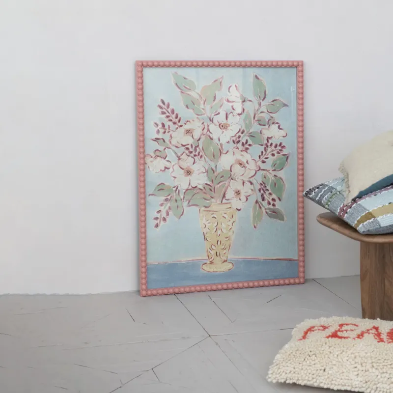 DG1144-Wood Framed Glass Floral Wall Decor