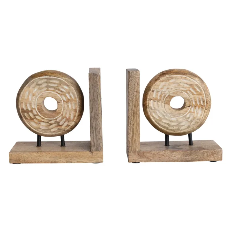 AH2772-Mango Wood/Metal Circle Bookends