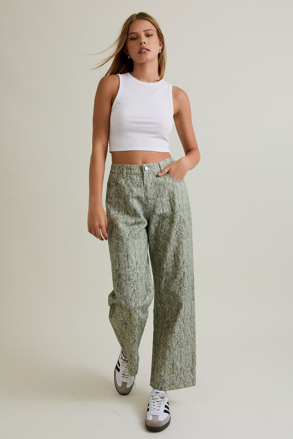 Mid-Rise Camo Graphic Pants